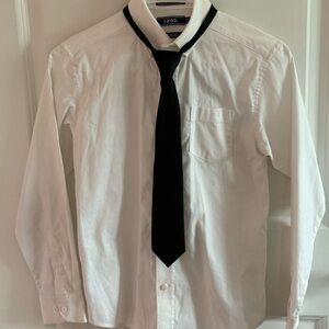 IZOD Men's Classic White Dress Shirt with Black Tie